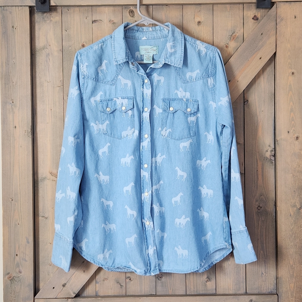 Tasha Polizzi Maxine Pearl Snap Shirt Medium 100% Cotton